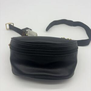 Coach Vintage Canteen Waist Pouch 515 Black Leather Belt Bag Fanny Pack 90's